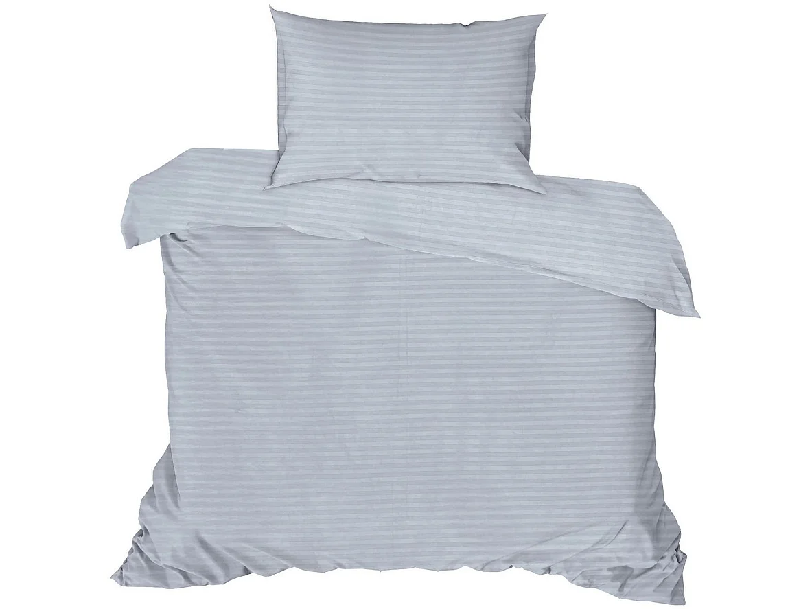 Parure de lit ASIR Mansion satin de coton 140x200 cm avec 2 taies 60x60 cm gris