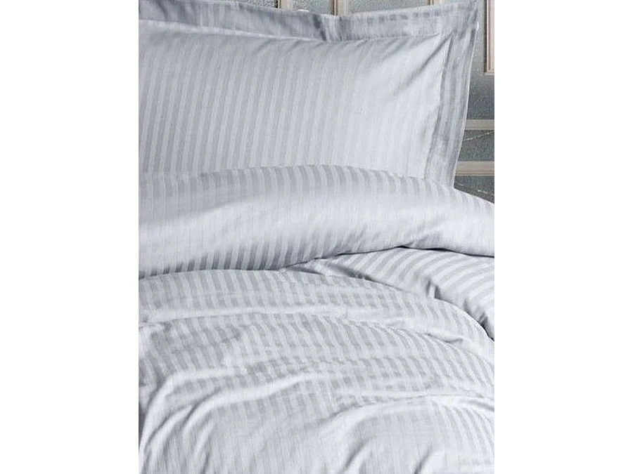 Parure de lit ASIR Mansion satin de coton 140x200 cm avec 2 taies 60x60 cm gris