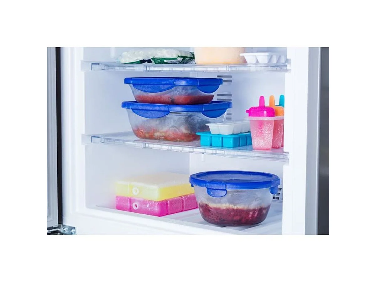 PYREX Cook & Go ensemble de conservation en verre borosilicate 7 pièces avec couvercles bleus hermétiques