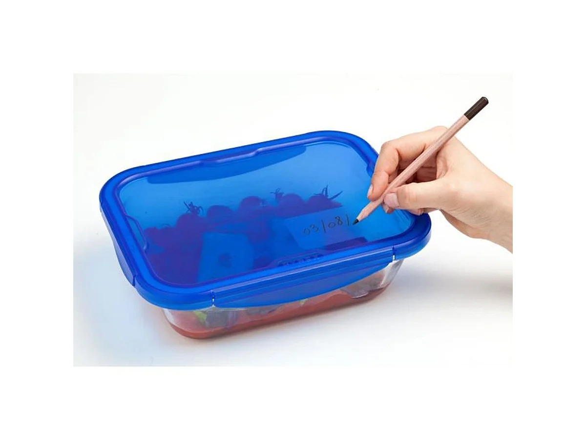 PYREX Cook & Go ensemble de conservation en verre borosilicate 7 pièces avec couvercles bleus hermétiques