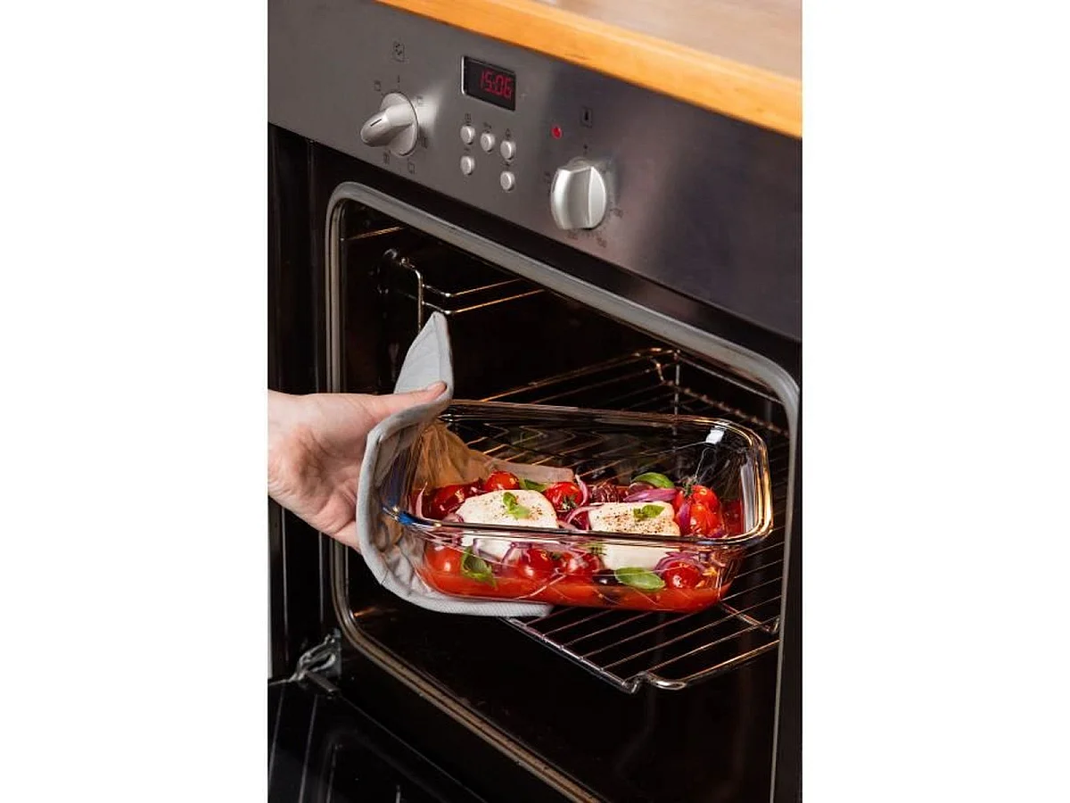 PYREX Cook & Go ensemble de conservation en verre borosilicate 7 pièces avec couvercles bleus hermétiques