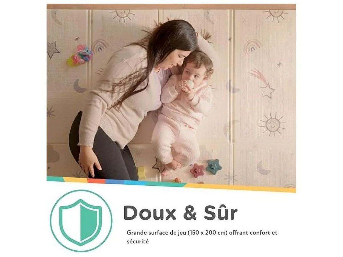 Nuby Omkeerbare Gewatteerde Speelmat 200 x 150 cm - Safari/Neutraal