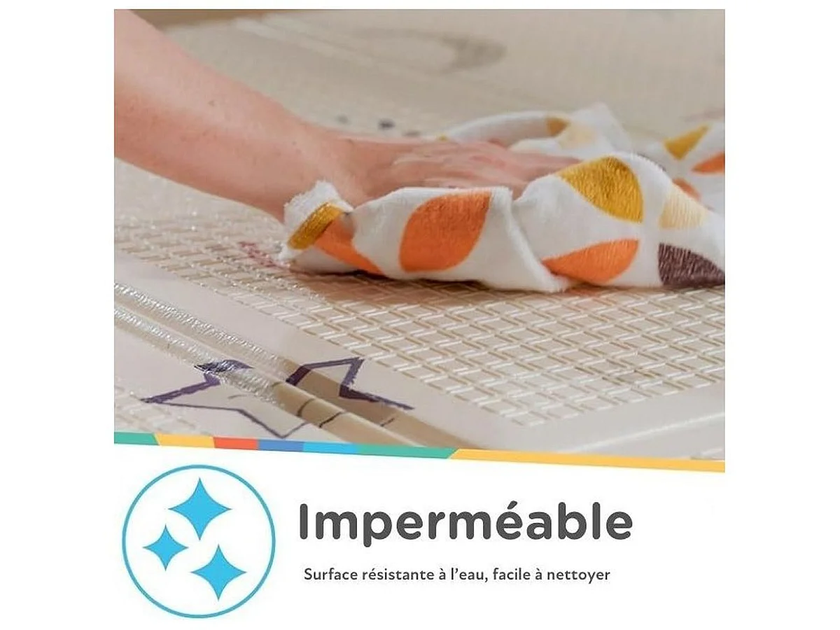 Nuby Omkeerbare Gewatteerde Speelmat 200 x 150 cm - Safari/Neutraal