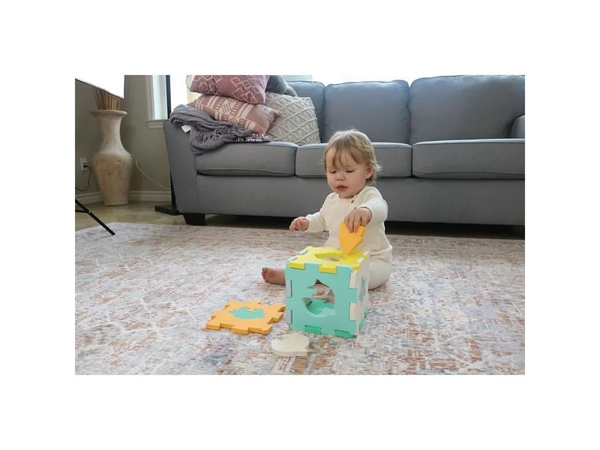 INFANTINO Mini Puzzel Schuimmat - Omvormbare Speelmat en Kubus, Multicolor, 50 x 33 cm