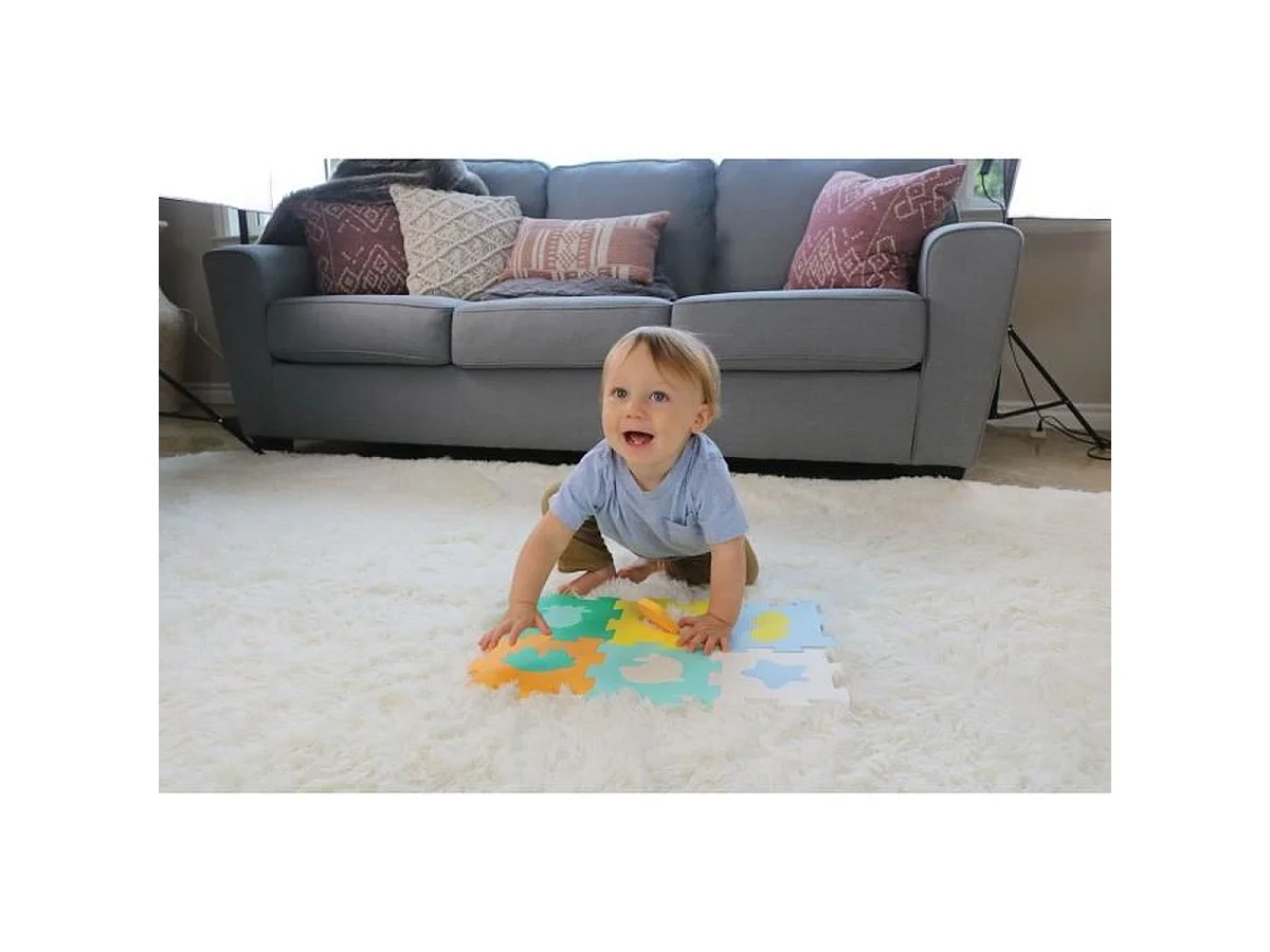 INFANTINO Mini Puzzel Schuimmat - Omvormbare Speelmat en Kubus, Multicolor, 50 x 33 cm