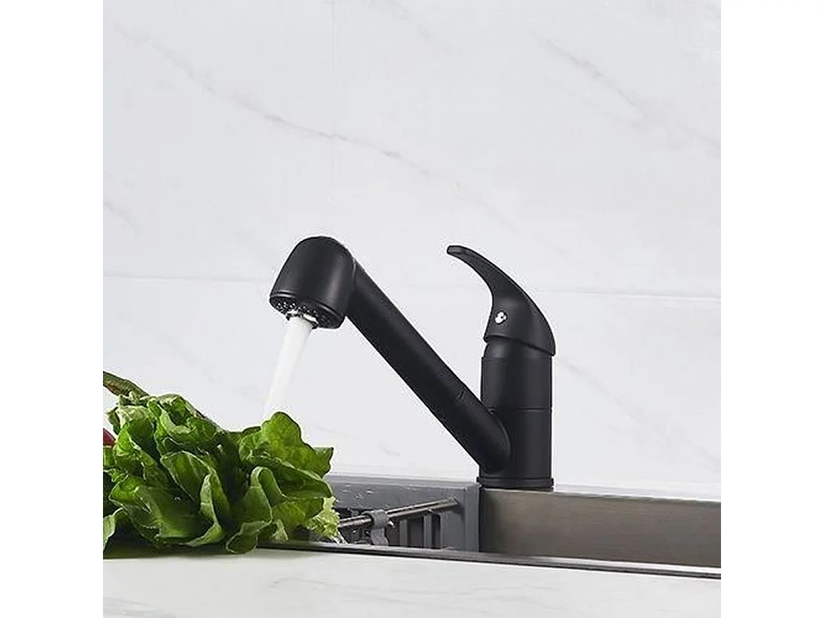 Misturador de Cozinha ROUSSEAU BAGO Fosco Preto com Spray Destacável - Cartucho Cerâmico, Pega em Metal, Garantia de 2 Anos