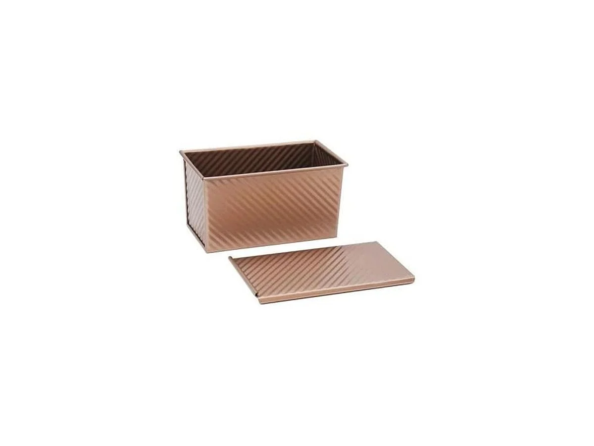 BAUMALU Rechthoekige Brioche- en Broodpan met Deksel, 21 x 12 x 11,2 cm, Antiaanbaklaag, Koper/Bronzen Afwerking