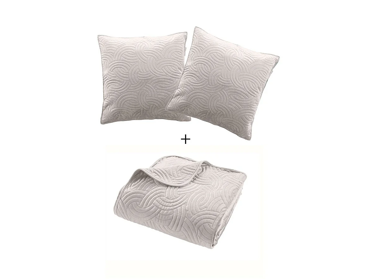 Couvre-Lit & 2 Housses de Coussin "Solange" 240x260cm Naturel