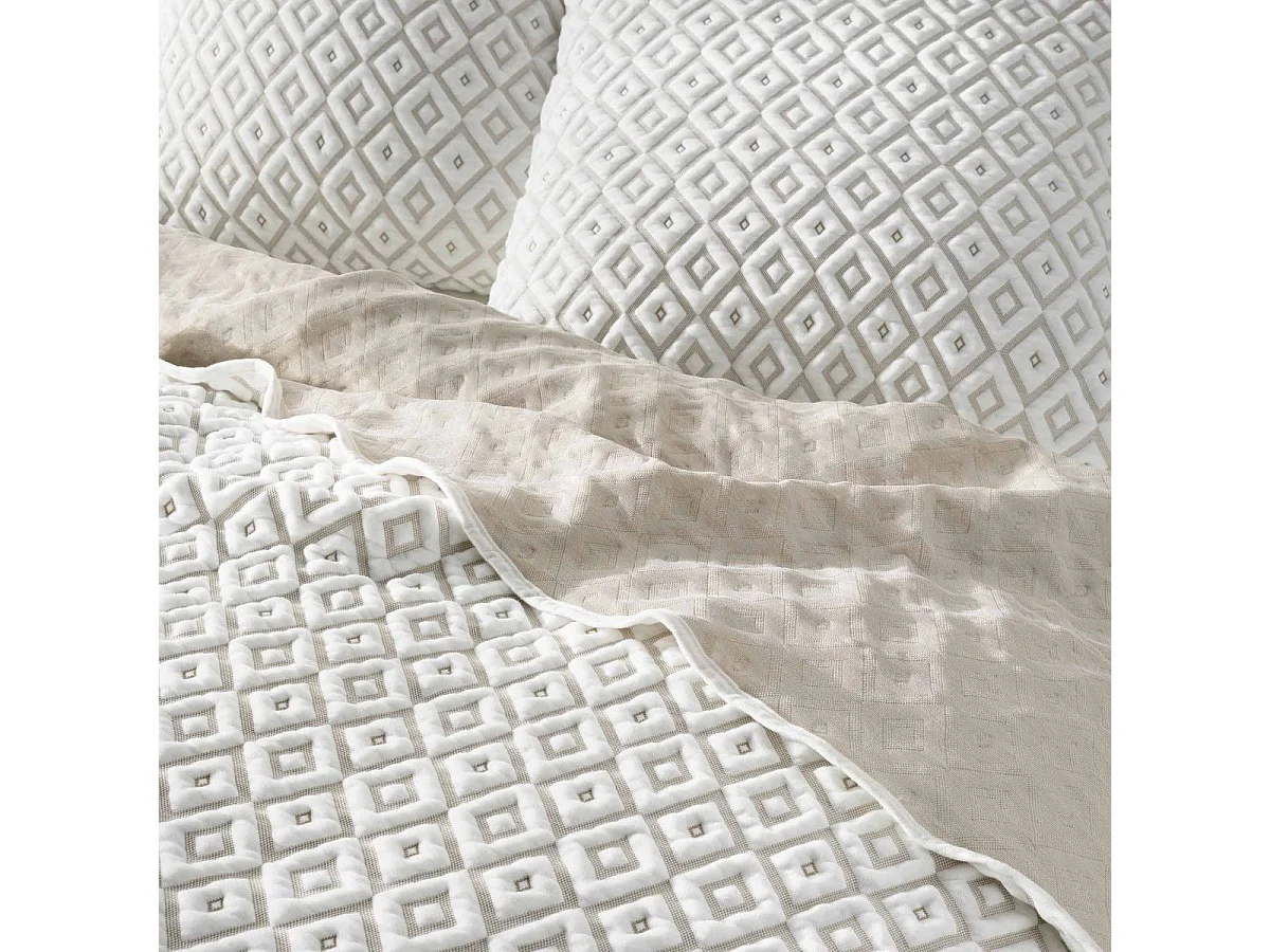 Couvre-Lit & 2 Housses de Coussin "Joana" 220x240cm Naturel