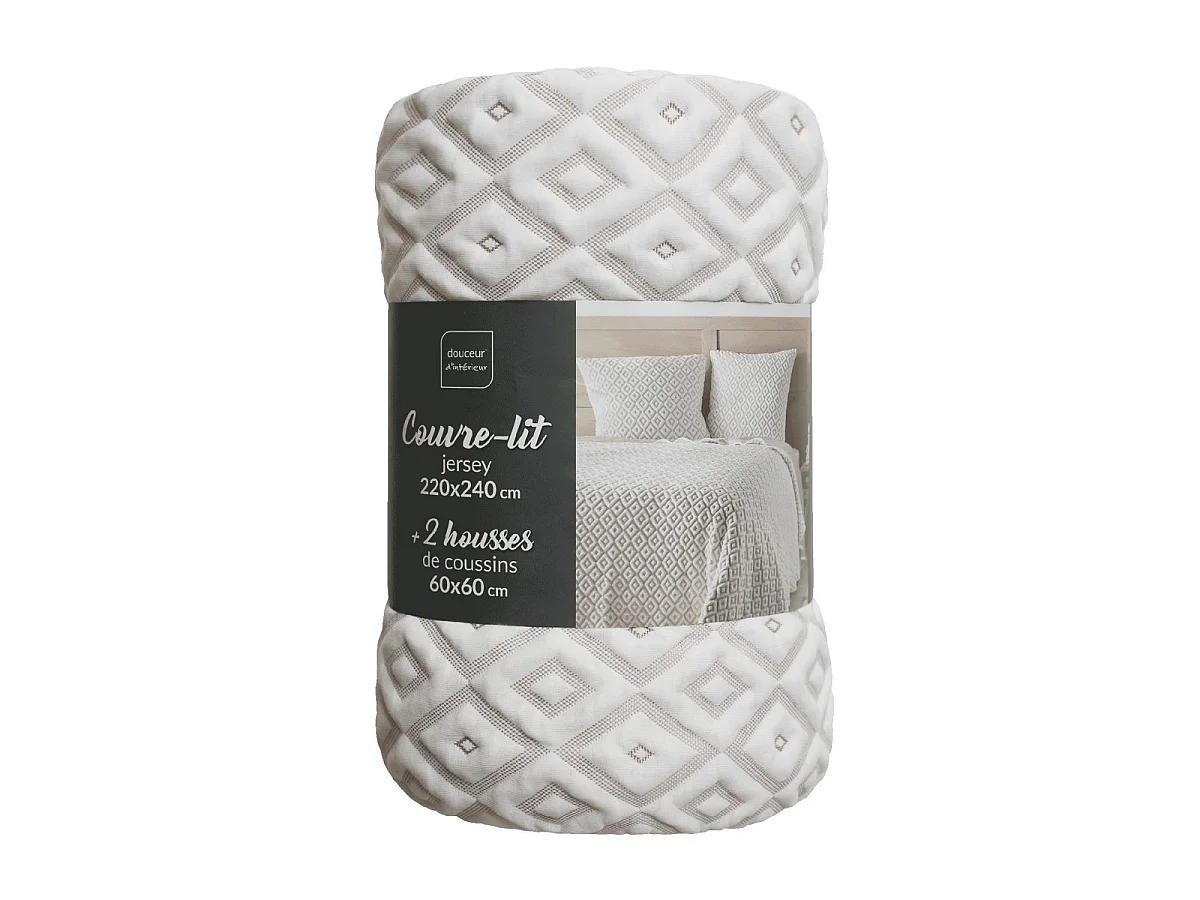 Couvre-Lit & 2 Housses de Coussin "Joana" 220x240cm Naturel