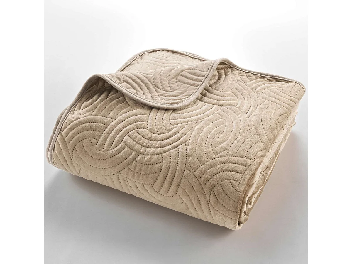 Couvre-Lit & 2 Housses de Coussin "Solange" 240x260cm Beige Lin