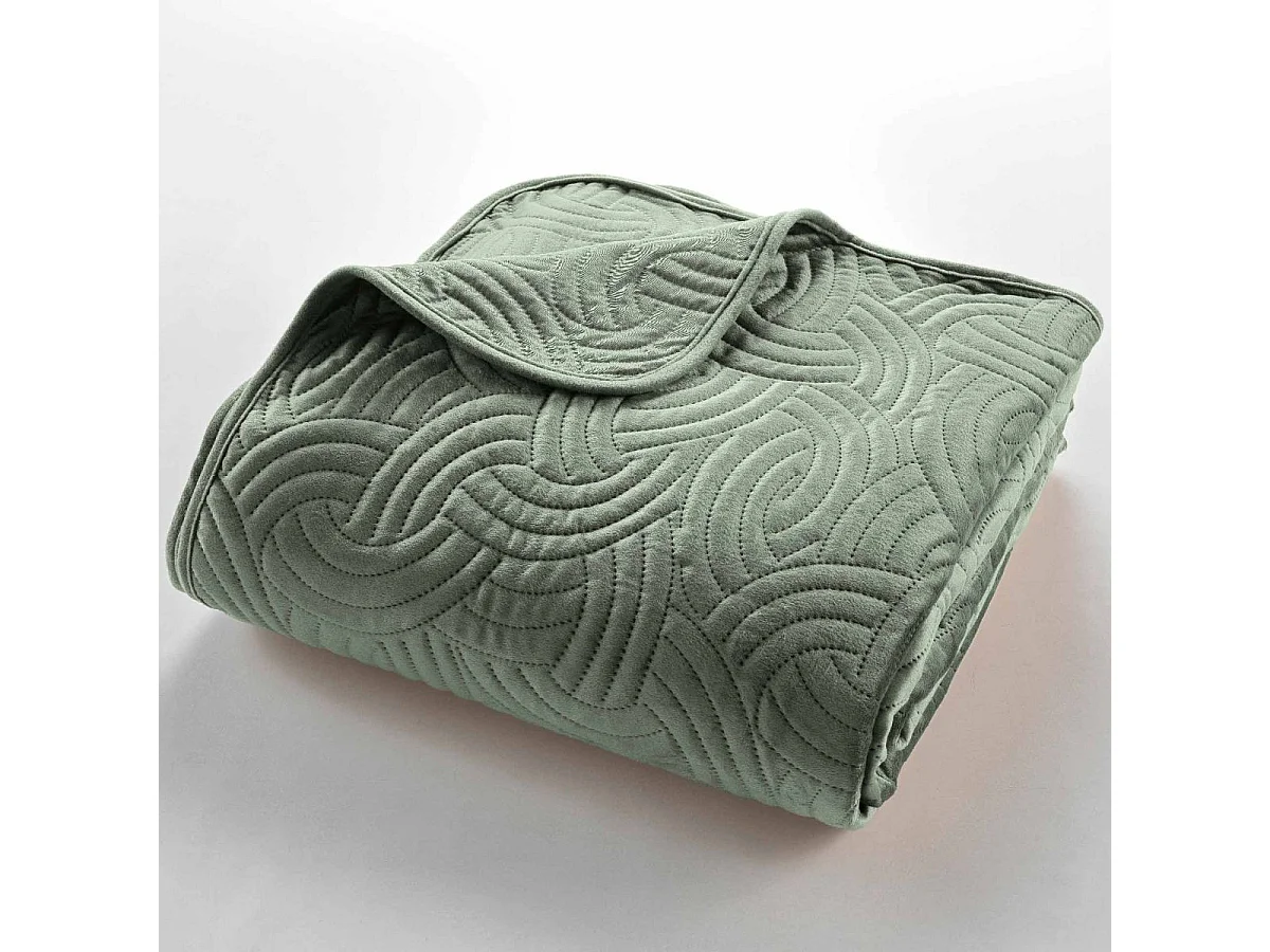 Couvre-Lit & 2 Housses de Coussin "Solange" 240x260cm Vert Cèdre
