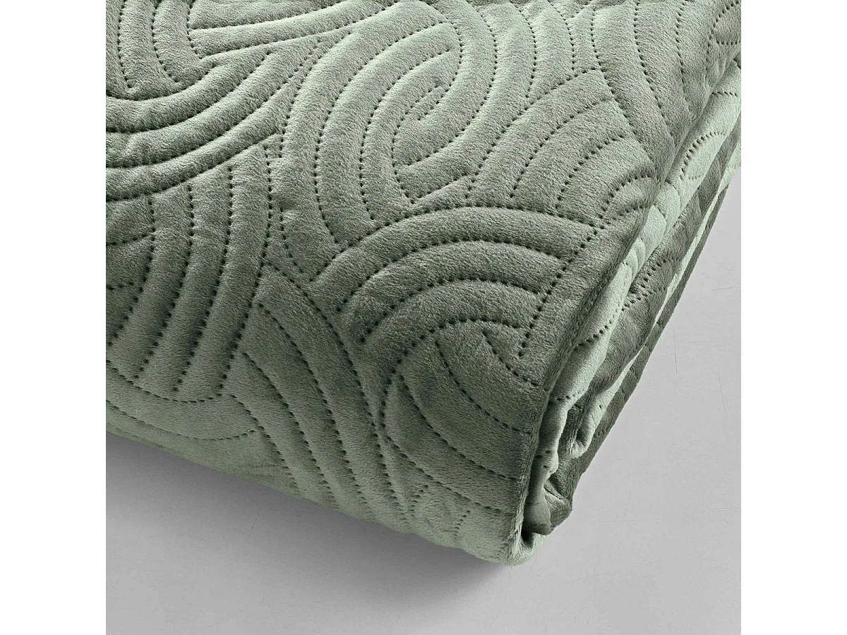 Couvre-Lit & 2 Housses de Coussin "Solange" 240x260cm Vert Cèdre