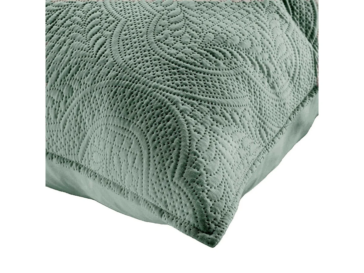 Couvre-Lit & 2 Housses de Coussin "Romane" 240x260cm Vert Cèdre