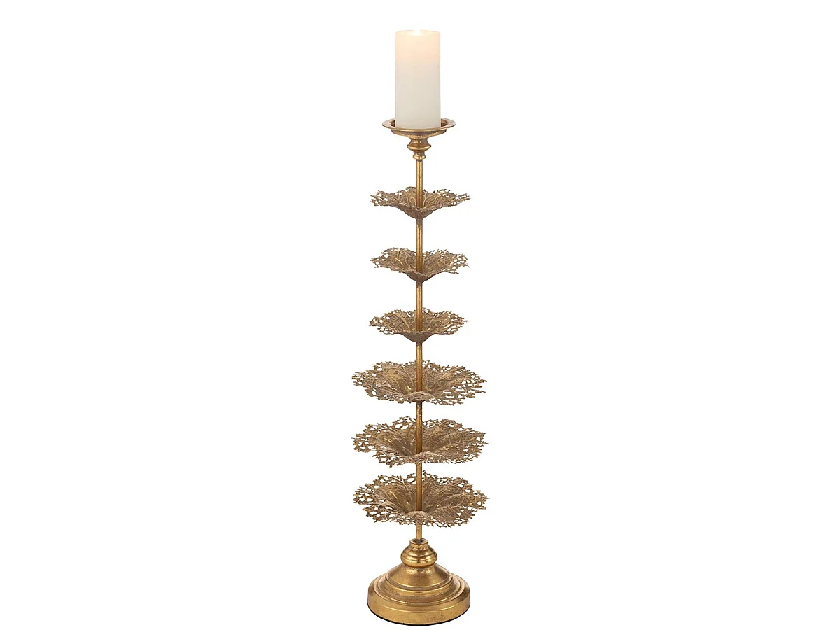 Bougeoir Déco en Métal "Arbre" 79cm Or
