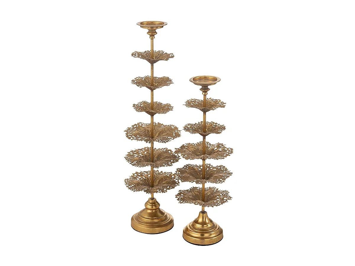 Bougeoir Déco en Métal "Arbre" 79cm Or