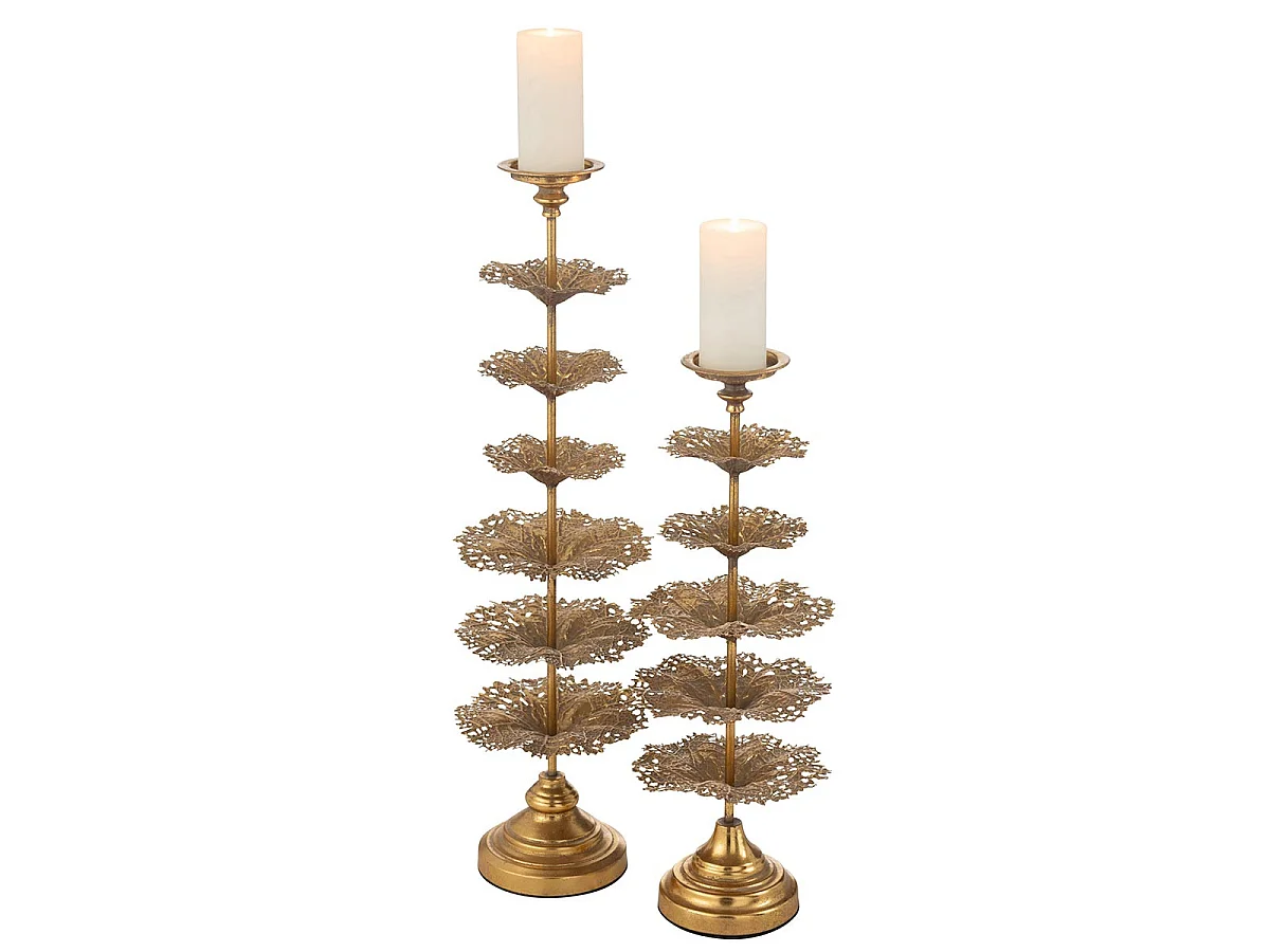 Bougeoir Déco en Métal "Arbre" 79cm Or
