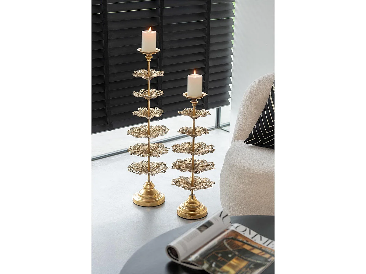 Bougeoir Déco en Métal "Arbre" 79cm Or