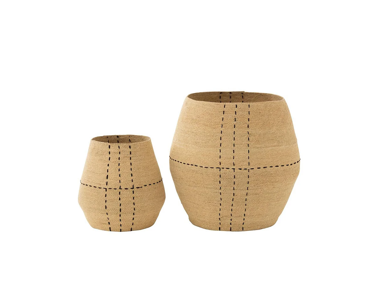 Lot de 2 Paniers Design "Pointillés" 46cm Naturel