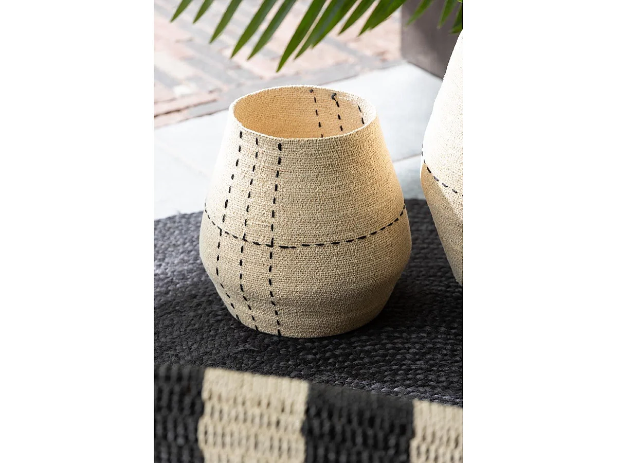 Lot de 2 Paniers Design "Pointillés" 46cm Naturel