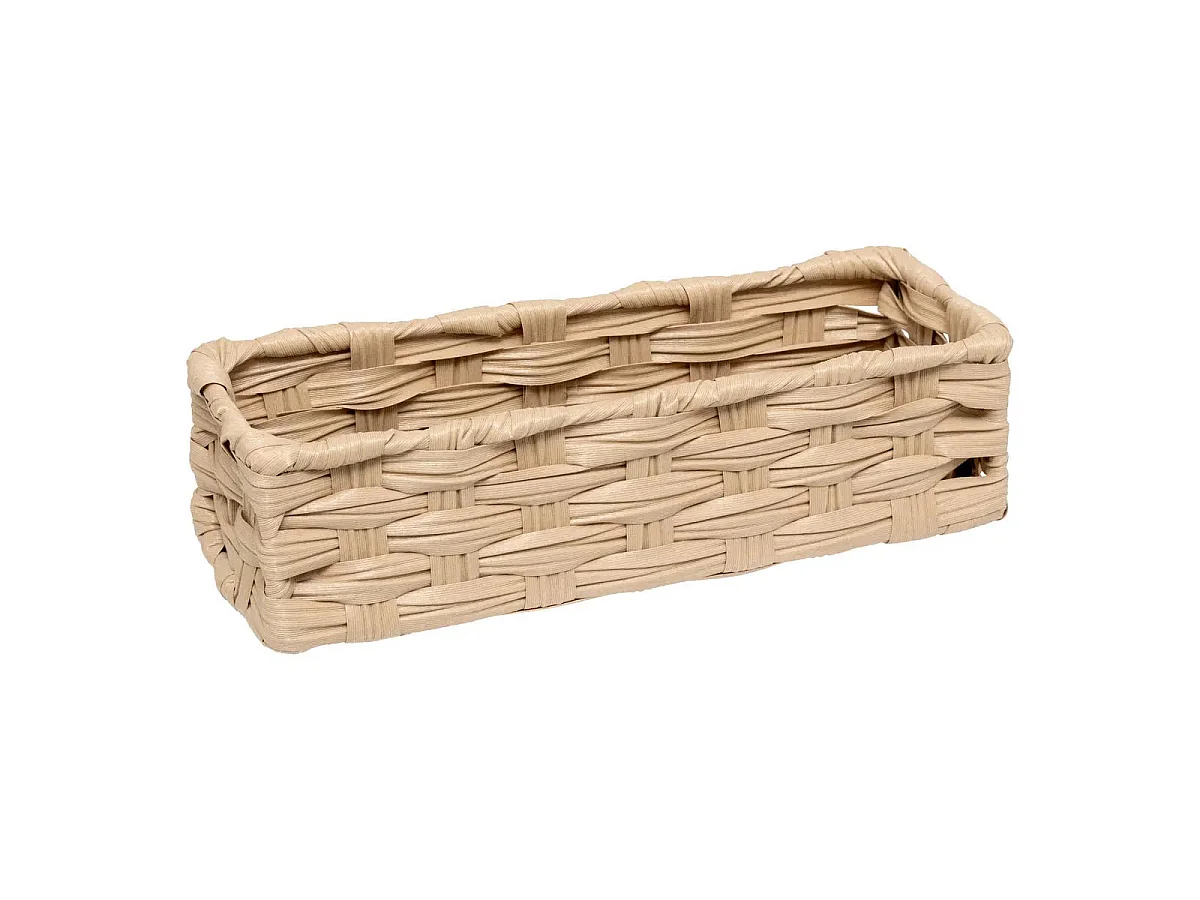 Lot de 3 Paniers de Rangement Bas "Tressé" 27cm Naturel