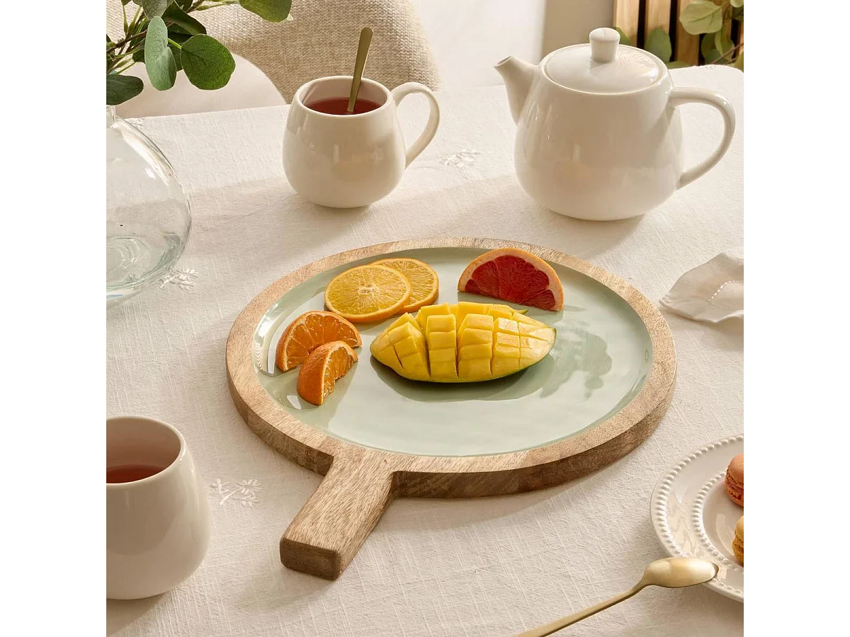 Assiette de Présentation en Bois "Inaya" 40cm Vert