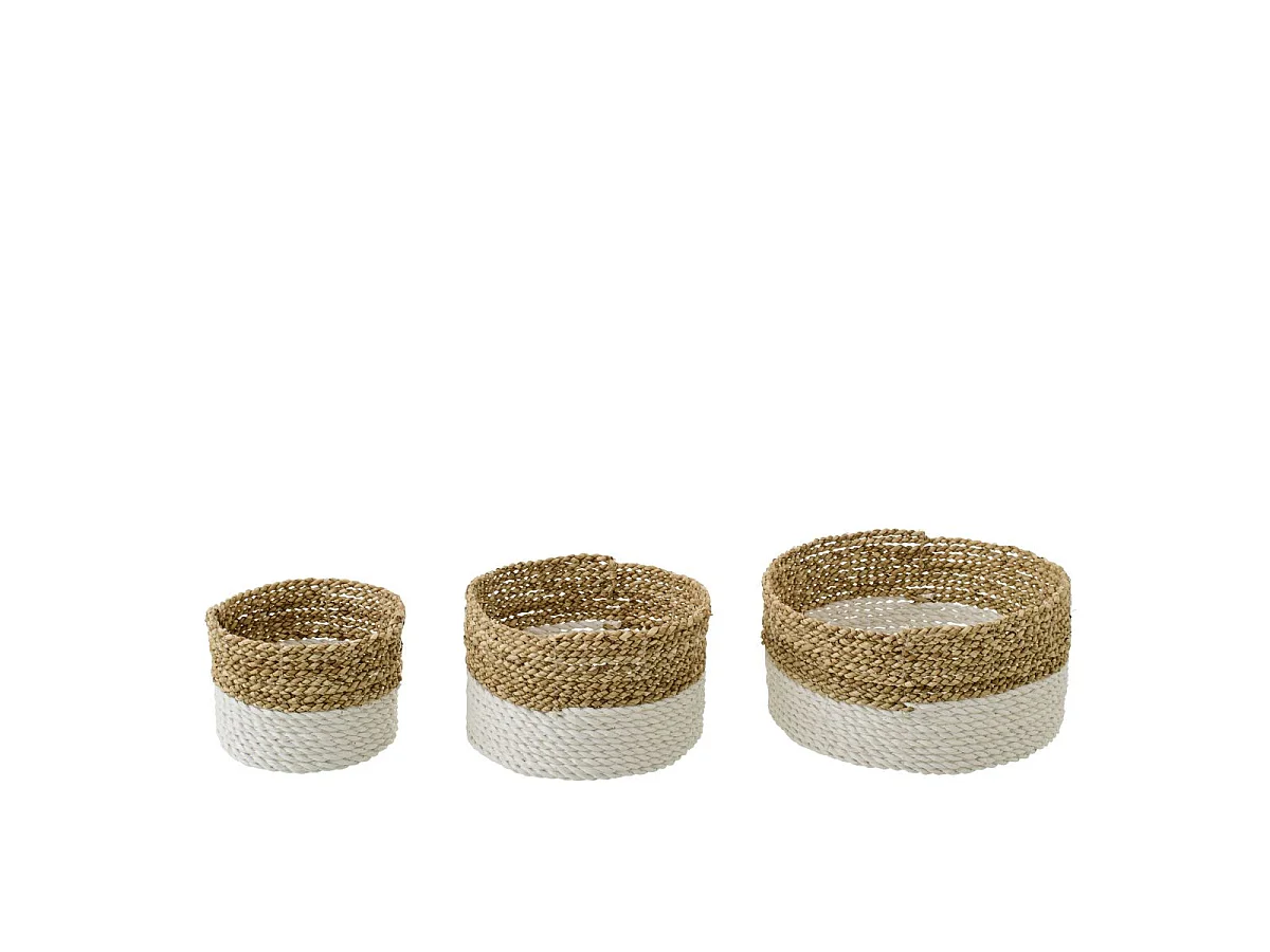 Lot de 3 Paniers de Rangement "Gil" 25cm Naturel & Blanc