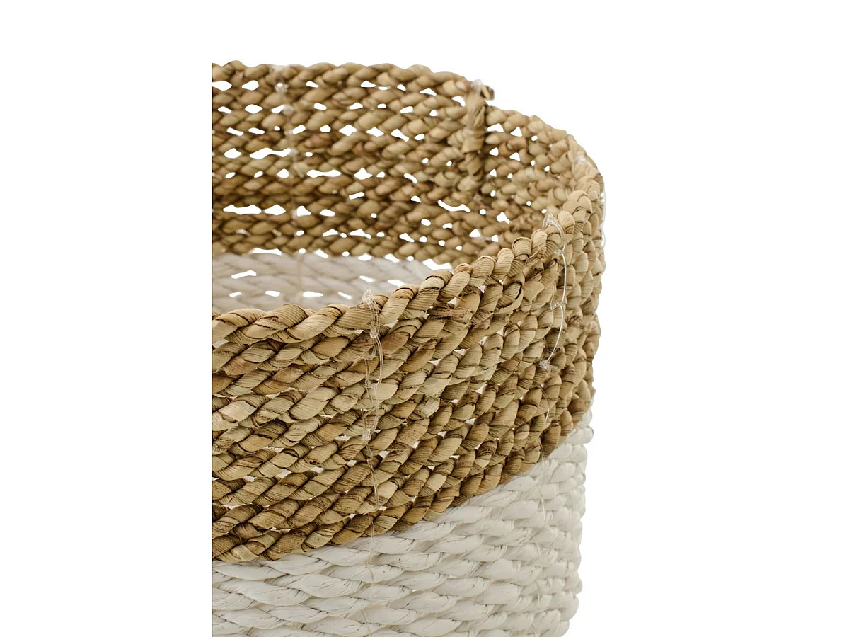 Lot de 3 Paniers de Rangement "Gil" 25cm Naturel & Blanc