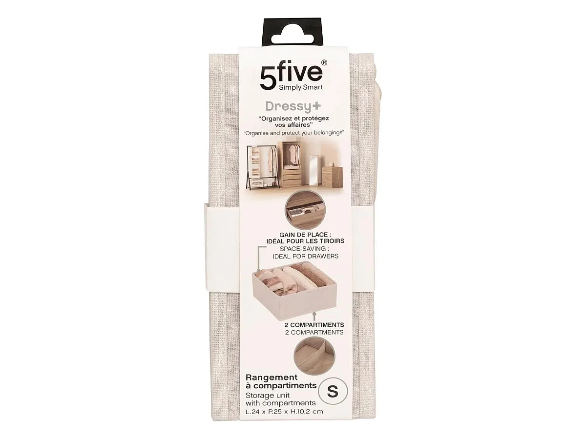 Rangement Tiroir 2 Compartiments "Dressy" 24cm Beige