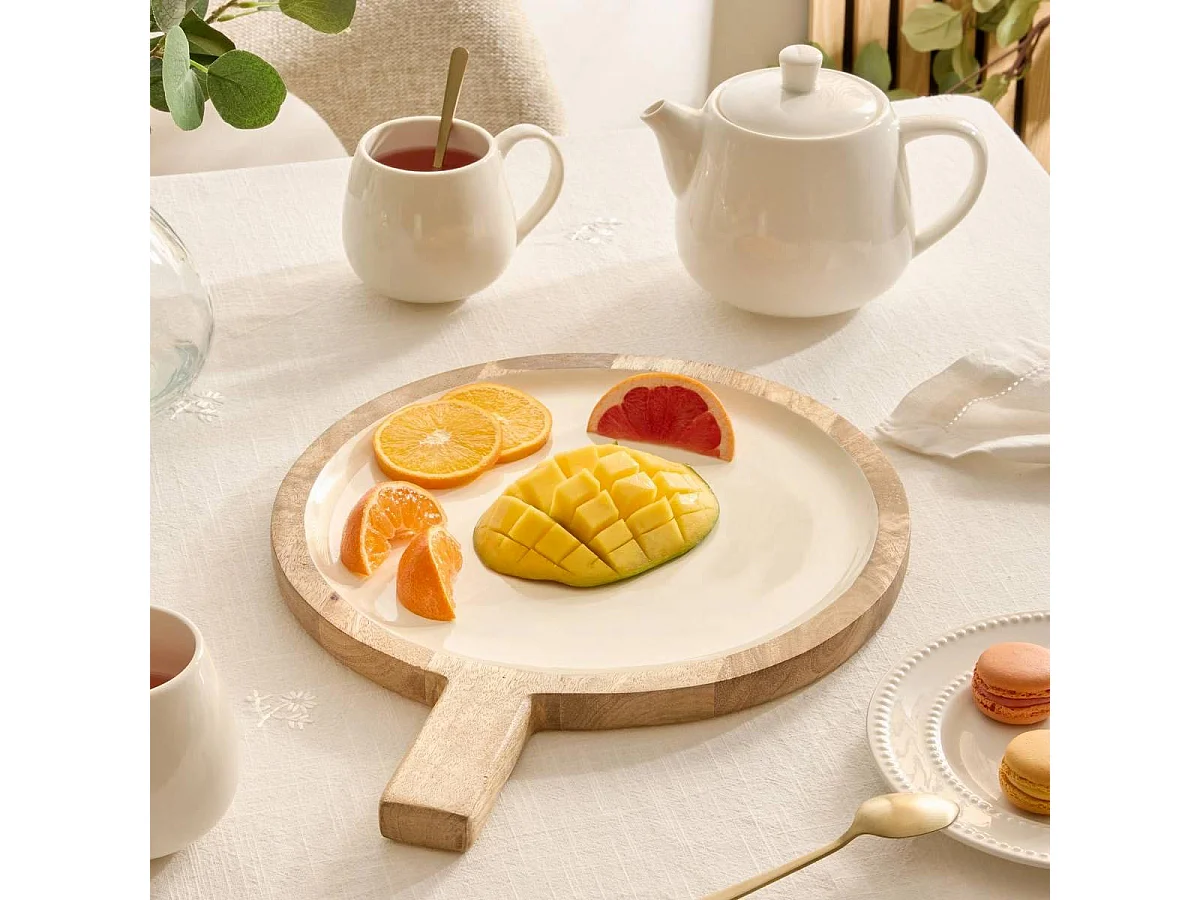 Assiette de Présentation en Bois "Inaya" 40cm Blanc