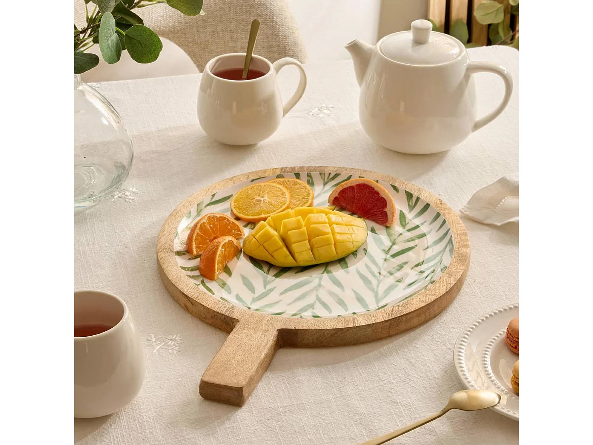 Assiette de Présentation en Bois "Inaya" 40cm Vert Olive