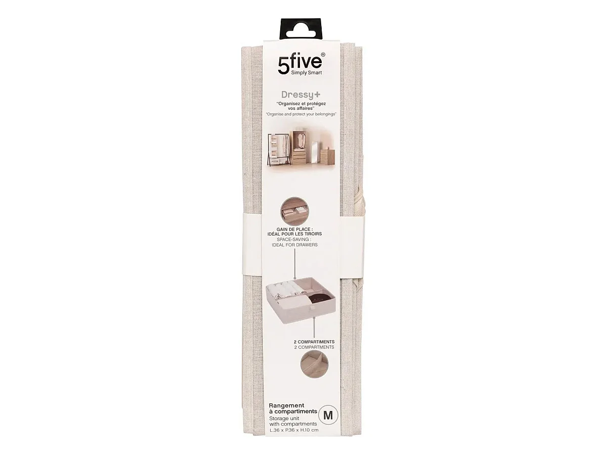 Rangement Tiroir 2 Compartiments "Dressy" 36cm Beige