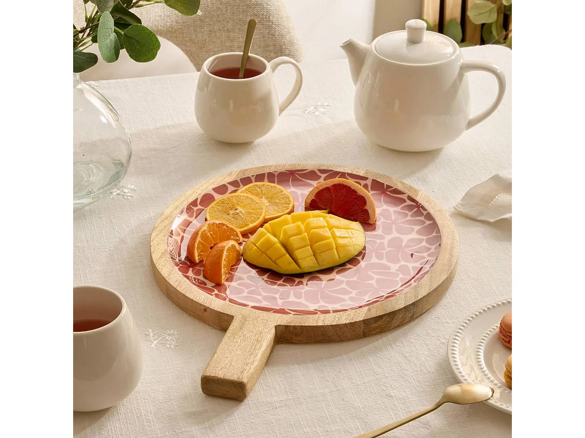 Assiette de Présentation en Bois "Inaya" 40cm Terracotta