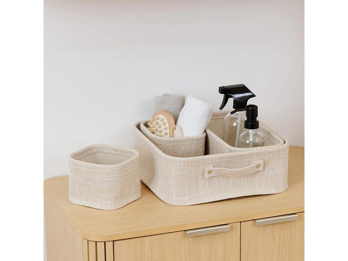 Lot de 4 Paniers de Rangement "Hugo" 31cm Beige