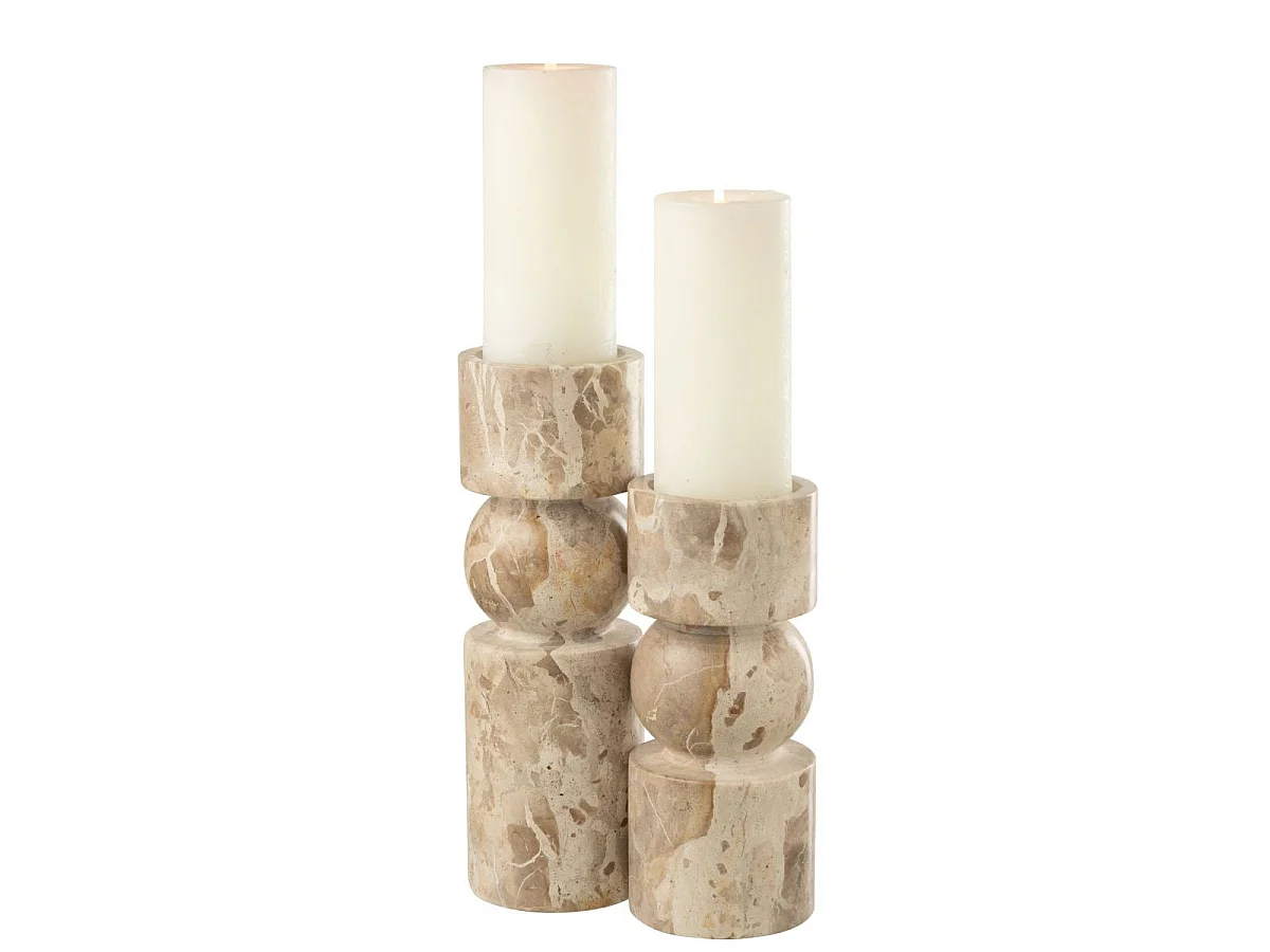 Bougeoir en Marbre "Chance" 30cm Beige