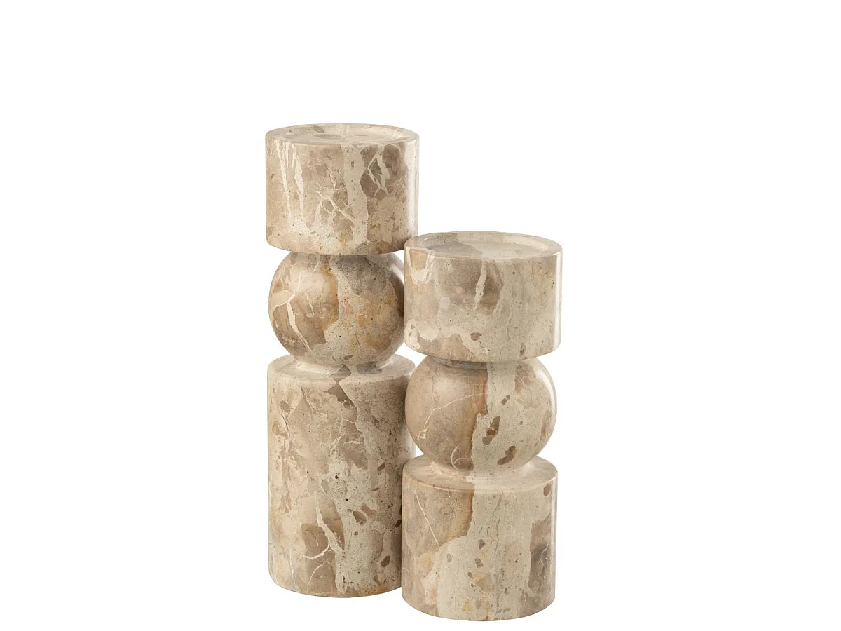 Bougeoir en Marbre "Chance" 23cm Beige