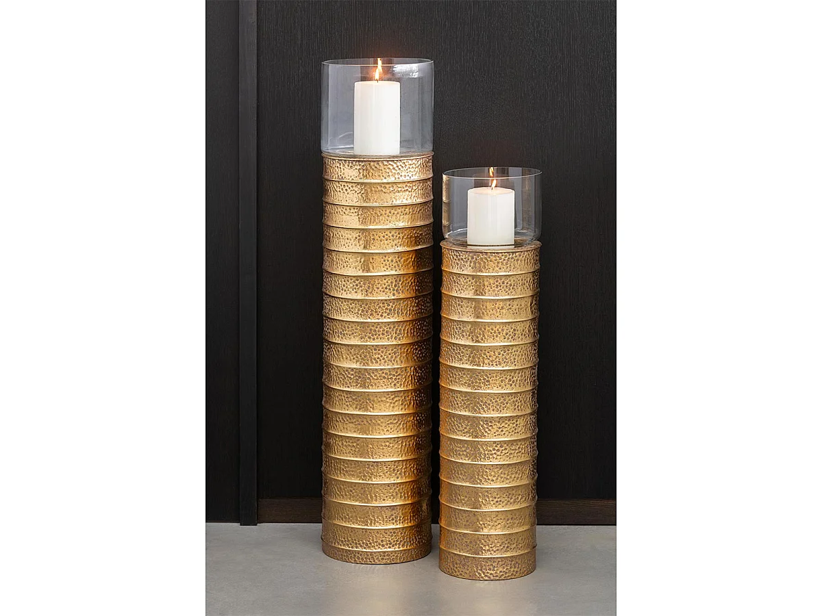 Bougeoir Déco Piler en Métal "Egypte" 108cm Or