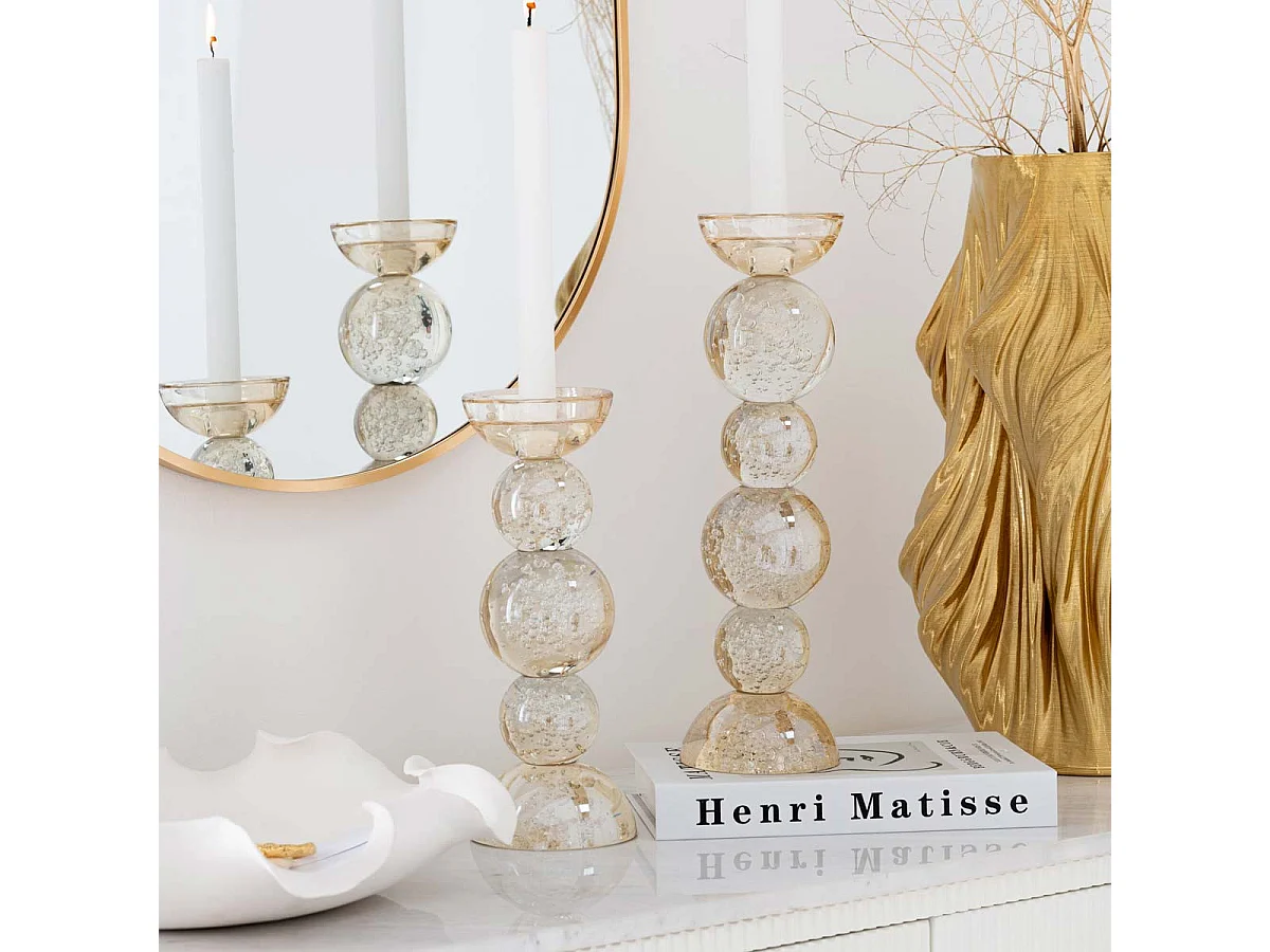 Chandelier Design en Verre "Davis" 34cm Champagne