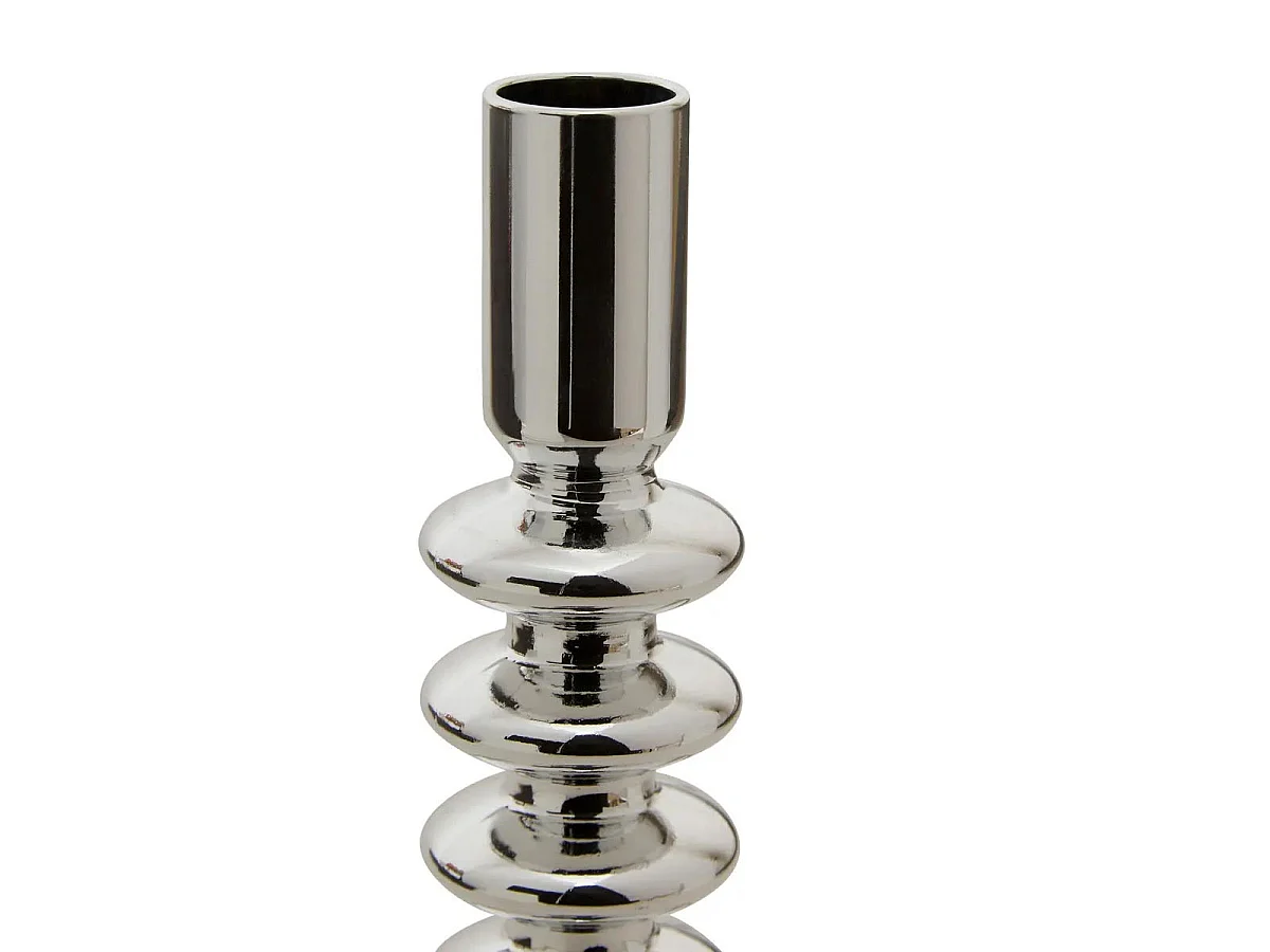 Bougeoir Design Torsadé en Verre "Sky" 21cm Argent