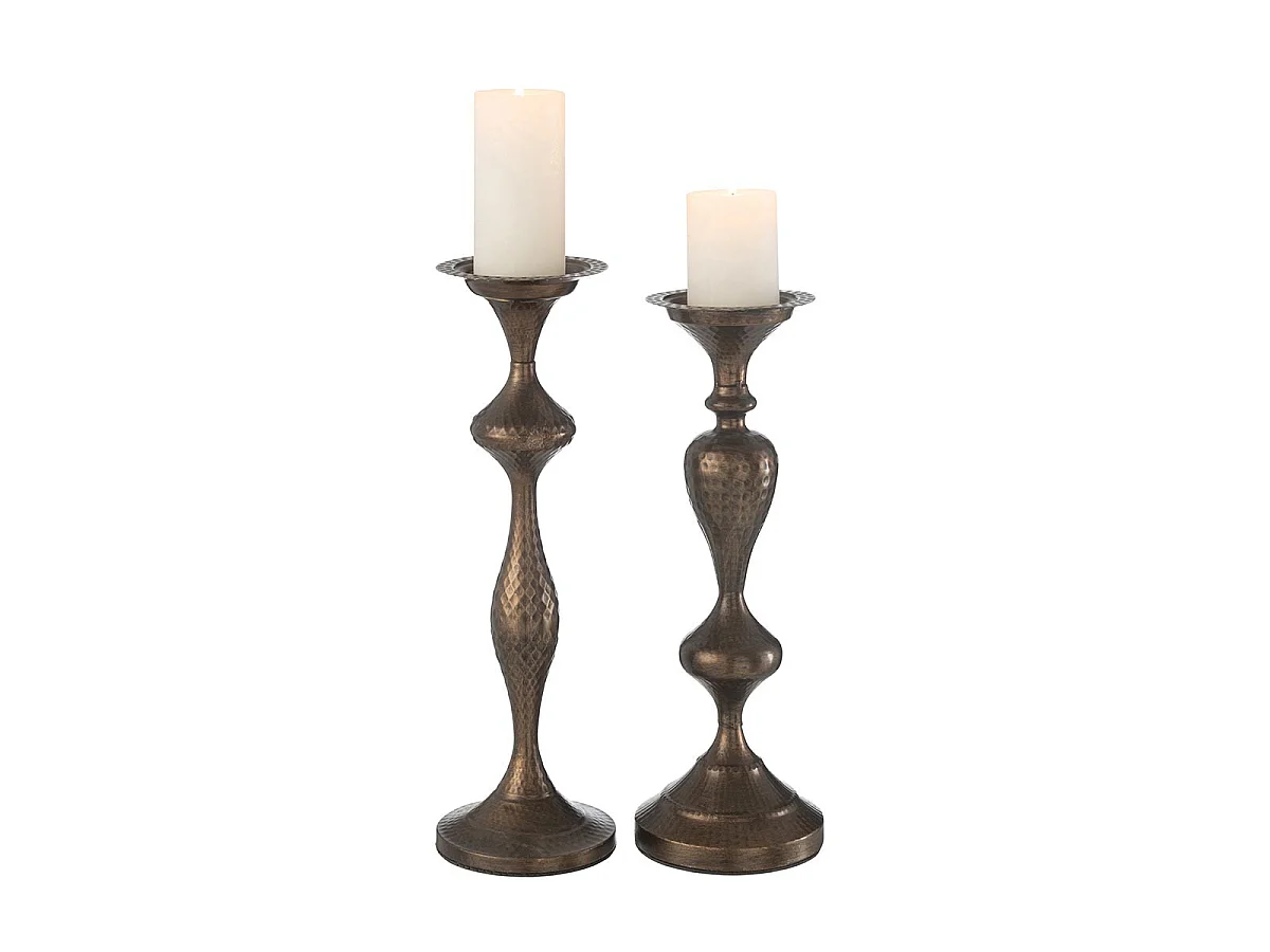 Lot de 2 Bougeoirs en Métal "Malcolm" 47cm Marron