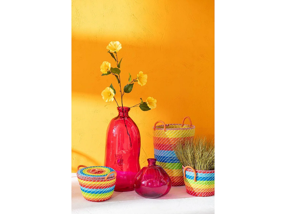 Vase Déco en Verre "Mexican" 73cm Fuchsia