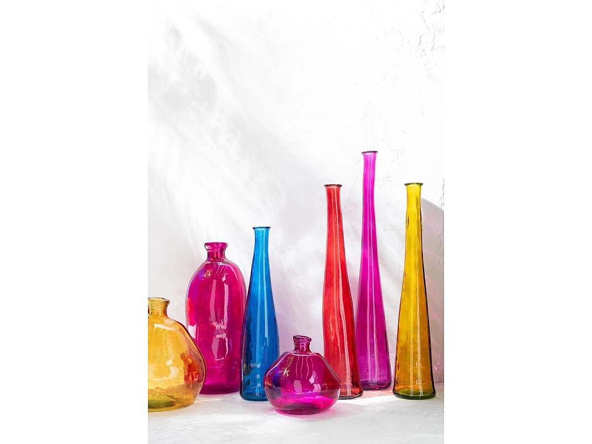 Vase Déco en Verre "Mexican" 73cm Fuchsia