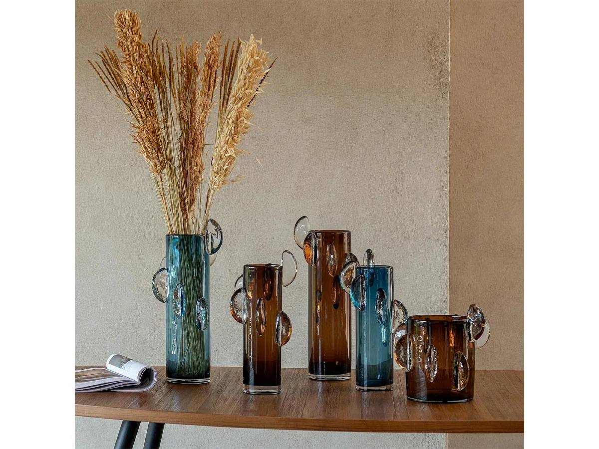 Vase Design en Verre "Steggy" 24cm Marron