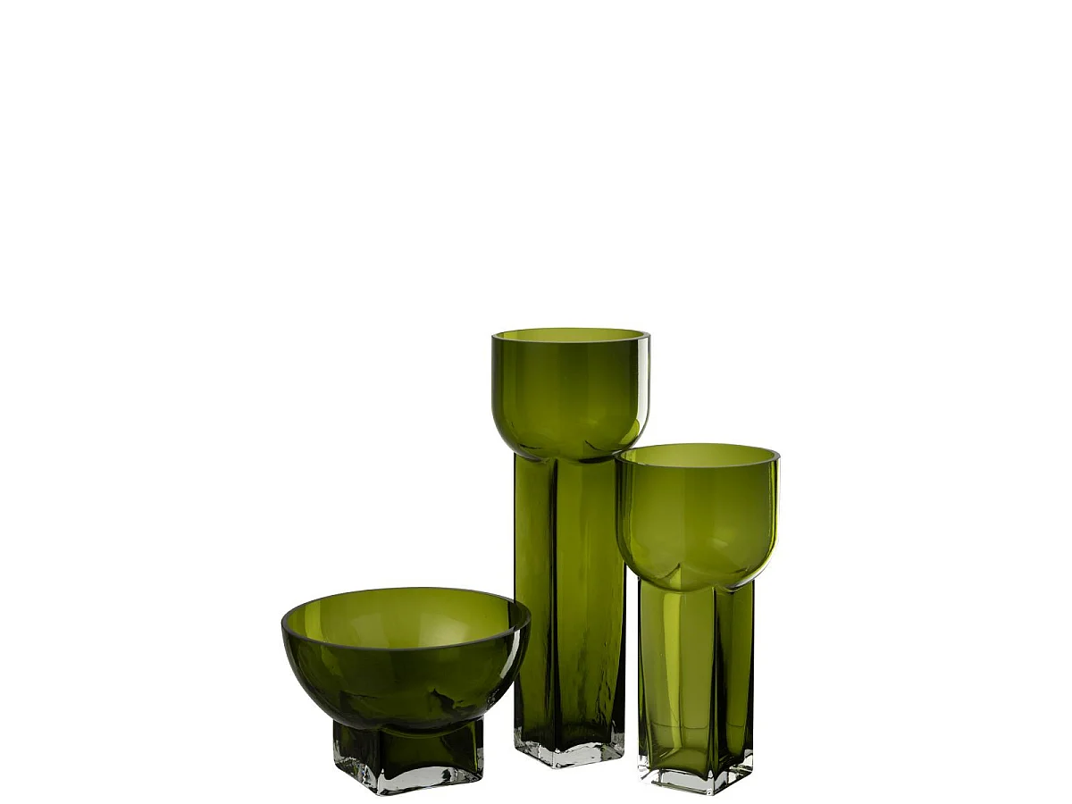Vase Déco en Verre "Carol" 13cm Vert Olive
