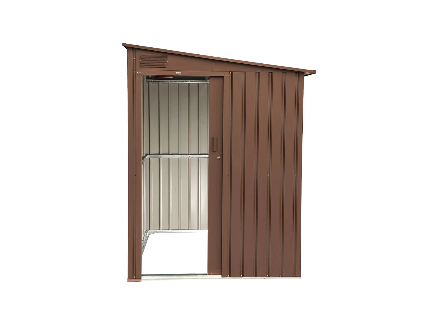 Abri de jardin adossable acier galvanisé 2.91m² avec porte coulissante et kit d'ancrage terracotta - Bray