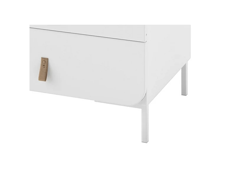 Commode Design 4 Tiroirs Blanche Dessus Crédence Pieds Métal L 90 H 81 P 45.5 cm