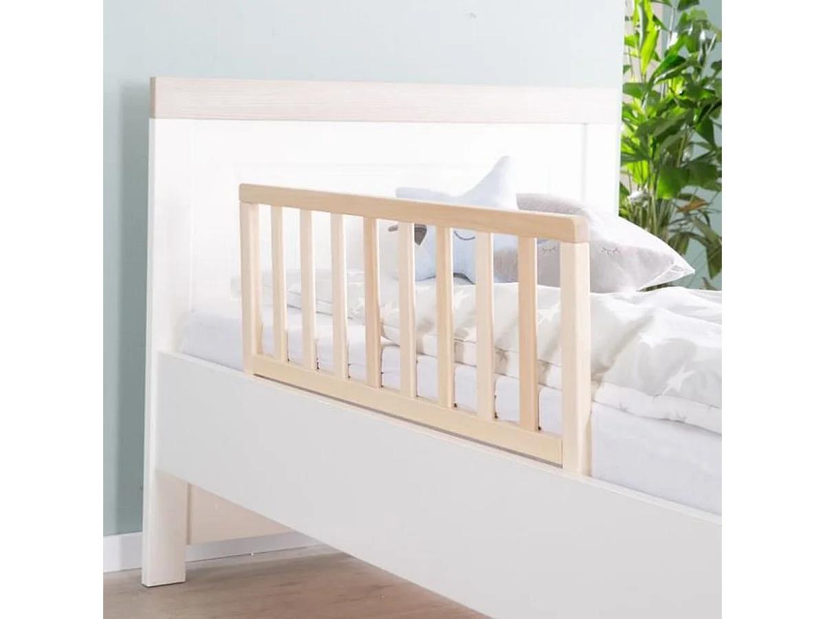 Barrière de sécurité enfants Roba 90 cm en bois massif - Protection anti-chute pour matelas jusqu'à 18 cm