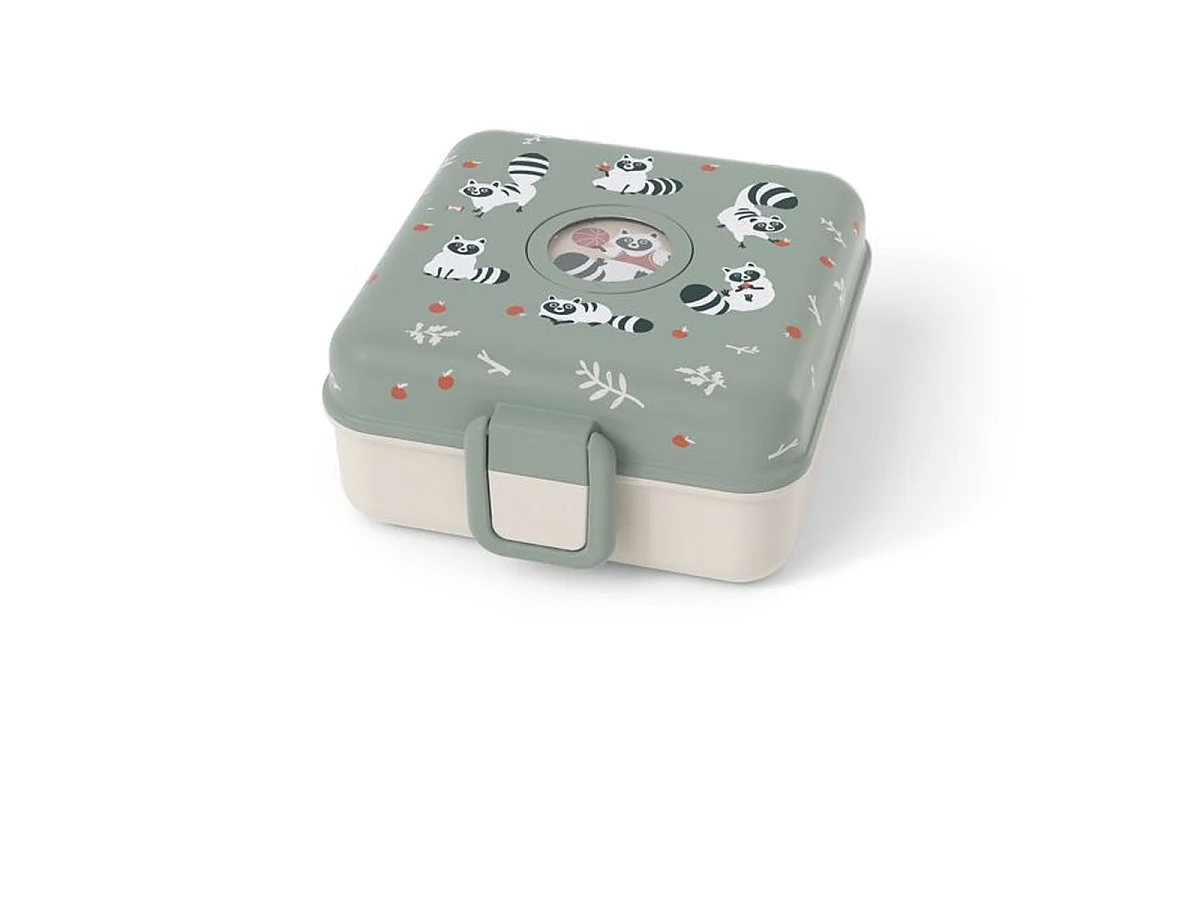MONBENTO Snacky Raccoon — Boîte à sandwich enfant 850 ml avec couverts intégrés