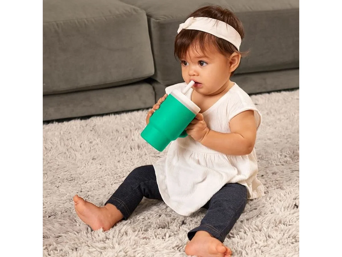 INFANTINO Ma Première Tasse d'Apprentissage en Silicone 270 ml - Vert sapin