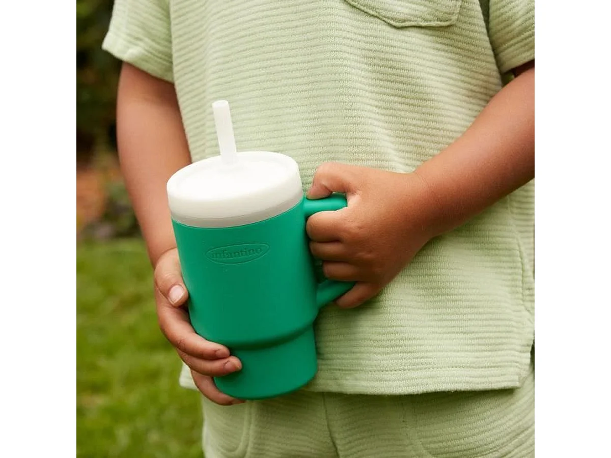 INFANTINO Ma Première Tasse d'Apprentissage en Silicone 270 ml - Vert sapin